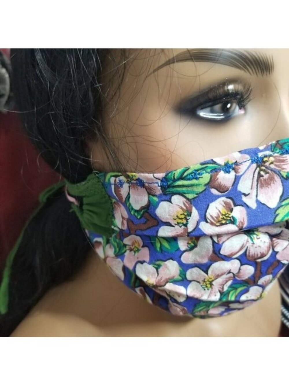 Cloth Face Mask - Silver/Copper Filters-Green ties